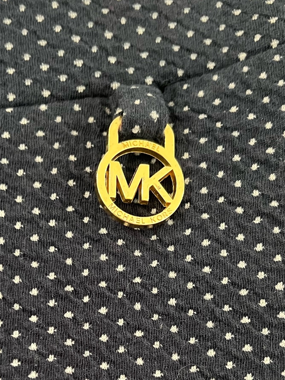 Michael Kors Navy Polka Dot Stretch Leggings with Gold Logo - Picture 4 of 11
